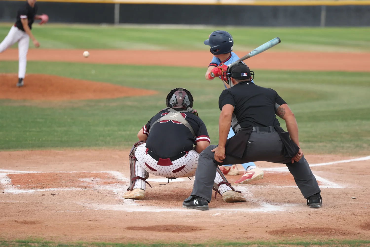 DRHS catcher looking to catch the ball from the pitcher